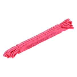 sourcing map Polypropylene Rope Braid Cord 15M/49.2ft 7mm Dia Pink for Indoor Outdoor Camping Clothes Line