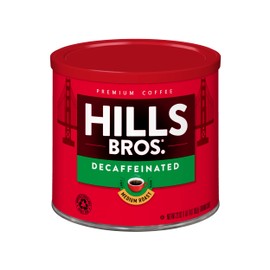 Hills Bros Decaf Original Blend Ground Coffee, Medium Roast, Caffeine Free, Full-Bodied Classic Rich Taste, 23 Oz