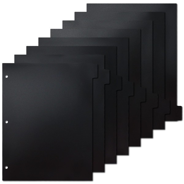 Koqye Black Plastic Dividers for 3 Ring Binder, 8-Tab Binder