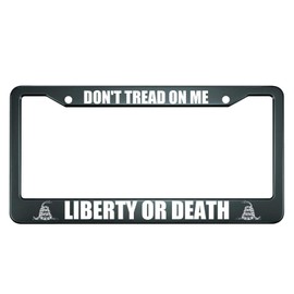 HOSNYE Don't Tread on Me Liberty Or Death License Plate Frame Metal License Plate Cover Front Plates Frames Car Tag Frame for Women Men US Vehicles Standard