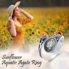 Sunflower Spoon Ring 925 Sterling Silver Sunflower Moss Agate Adjustable