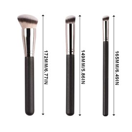 WeddHuis Kabuki Make-Up Brushes, Cosmetic Brushes, Foundation Brush, Ideal for Creamy, Powdery or Liquid Foundation, Dense Synthetic Premium Brush Hairs, Pack of 3
