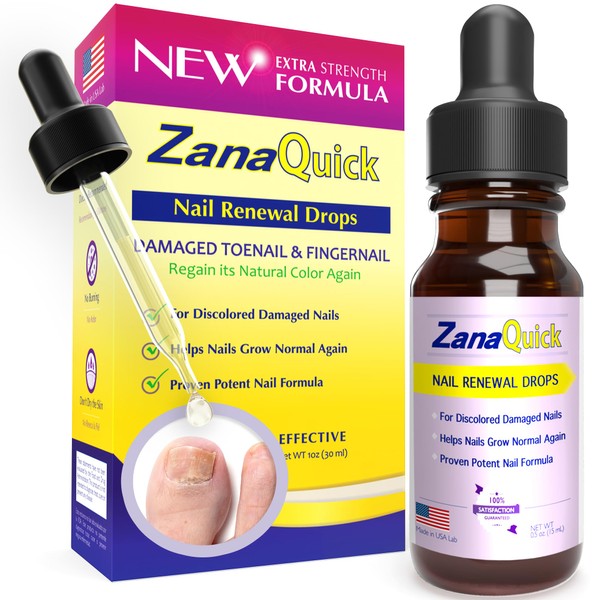 ZanaQuick Toenail Treatment Drops - 1 Pack - Extra Strength Nail Repair Solution for Toe Nails & Fingernails - Powerful Remedy Nail Care Renewal Liquid for Thick & Discolored Nails