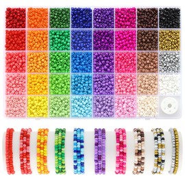 Funtopia 4mm Seed Beads for Jewelry Making, 39 Colors Small Beads for Bracelets Making Kit, 3510pcs Friendship Bracelet Beads, Tiny Colorful Beads with Elastic String for DIY Art Craft