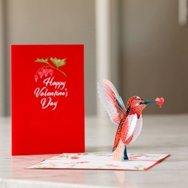 Lovepop Valentine's Hummingbird Pop Up Card, 5” x 7” - 3D Valentine Greeting Cards, Pop Up Valentine's Cards, Romantic Card, Love Cards for Her, Anniversary Card