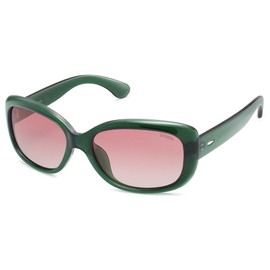 SOJOS - anteojos de sol cuadradas clásico para mujer con protección UV polarizadas, Marco C12.green con lente de clasificación rosa, M