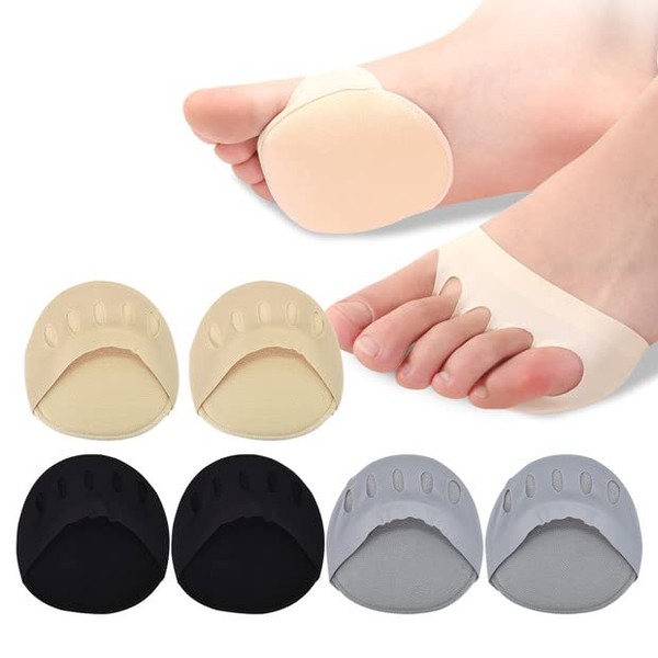 Focenat 3 Pairs Honeycomb Fabric Forefoot Pads,Metatarsal Pads,Invisible High Heels Forefoot Cushion Pads,Reusable Foot Pads for Women Prevention Pain Relieving Foot Fatigue