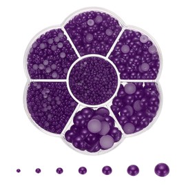 PATIKIL 5645Pcs Flatback Pearls Beads for Crafting, 7 Sizes Half Round Resin Beads Flatback Pearl Charms for DIY Nail Art Phone Decoration Socks Charms, Dark Purple