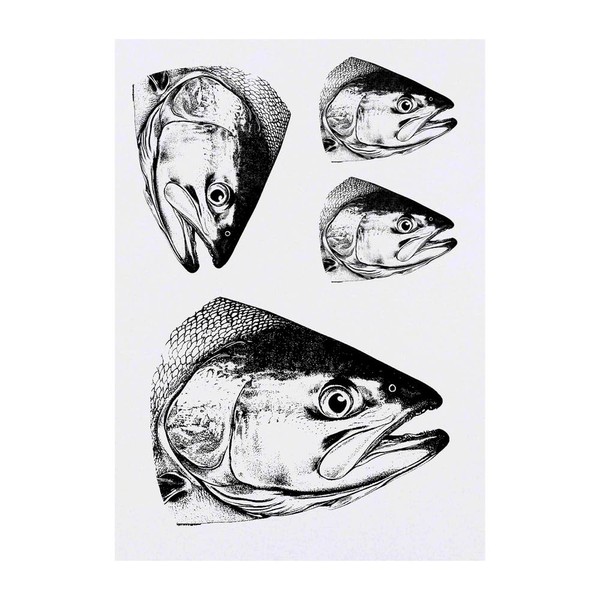 4 x 'Salmon Fish Head' Temporary Tattoos - Water Resistant,