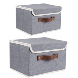 2Pack Storage Bins Boxes with Lids 10" x 8" x 7" Decorative Storage Baskets