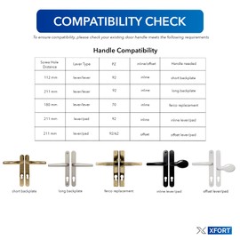 XFORT Uros White Door Handle, (PZ 62/92mm, Screw Hole Distance 211mm, 243mm Overall) Aluminium Offset Lever/Pad, UPVC Door Handle