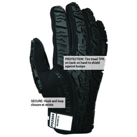 MCR Safety PD2904M Predator Multitask Fabric, Tire Tread Back, Breathable, and Durable Synthetic Leather Palm Gloves, Black, Medium, 1 Pair