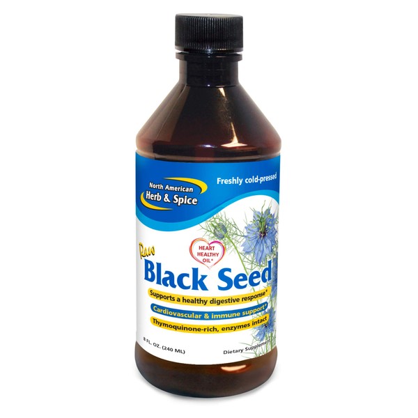 NORTH AMERICAN HERB & SPICE Black Seed Oil - 8 fl. oz. - Cardiovascular, Digestive & Immune Support - Contains Wild, Mediterranean Oreganol P73 Oregano Oil - Non-GMO - 48 Total Servings