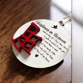 AXAHUHA Christmas in Heaven Ornament, Red Chair Christmas Ornament 2024| Tree Ornament - Wooden Hanging Ornament