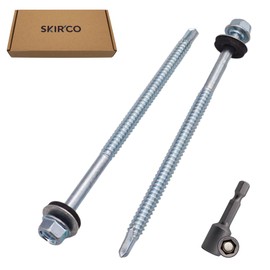 SKIR'CO Pack of 20 Galvanised Roofing Screws 6.3 x 120 mm Hexagonal Head DIN 7504-K Self-Drilling Screws with EPDM Sealing Washers