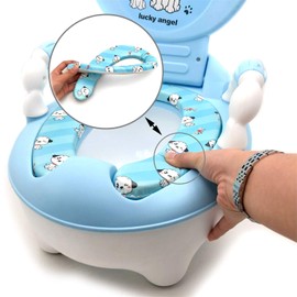 XKMT- Baby Kids Portable Bear Blue Potty Training Seat Toddler Lovely Toilet Seat Stool Chair [P/N: ET-BABY003-BLUE]