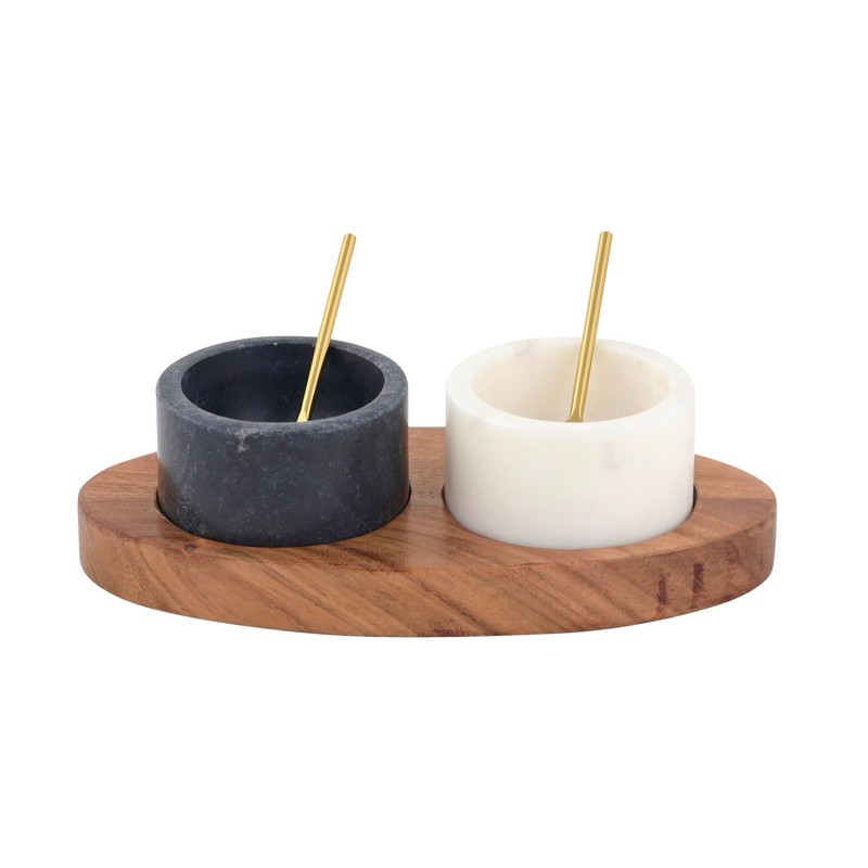 Cruiser’s Caché Marble Salt Cellars Set of 2 with Gold