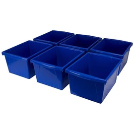 Maykoosh Beachy Beauty 4 Gallon Storage Bin Plastic Classroom Organizer for Books and Supplies, Blue, 6-Pack, 13.63" L x 11.25" W x 7.88" H