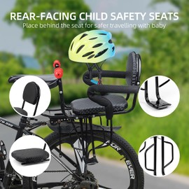 OUSEXI Kid's Bike seat,Child Seat for Adult Bike, Rear Back Seat for Kids Back Mount, Seat for Kids Over 50 lbs, Rear Frame Mounted Baby Bike Seats Kids Safety with Kids' Helmet
