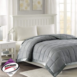 Madison Park Windom Microfiber Down Alternative Stain Resistant Blanket, Twin, Charcoal