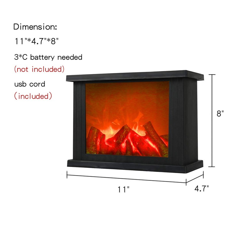 11x4.7x8 Inch Fireplace Lanterns Decorative Flameless Portable Led Lantern Battery