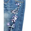 KIDSCOOL SPACE Baby&Little Girls Flower Embroidered Washed Cotton Denim Overalls,Blue,4-5