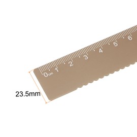 sourcing map Straight Ruler 15 cm Metric Aluminium Alloy Ruler Wave Edge Measuring Tool for Children's Study Classroom Office Wood Brown