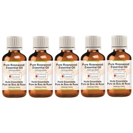 Greenwood Essential Pure Rosewood Essential Oil (Dalbergia Sissoo) Natural Therapeutic Quality Steam Distilled (Pack of Five) 100 ml x 5 (16.9 oz)