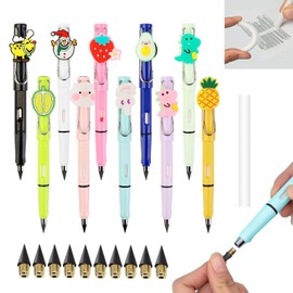ATBEAMEN 10 Sets Inkless Magic Pencils Eternity with Eraser,10 Magic Pencils+10 Erasers+10 Interchangeable Nibs,Unlimited Reusable Pencils for Writing and Drawing,for Home Office School Supplies