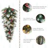 Glitzhome 3ft Pre-Lit Pinecones and Red Berries Artificial Christmas Teardrop,