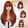 MINSEEYOO Auburn Wig with Bangs for Women Long Layered Wigs