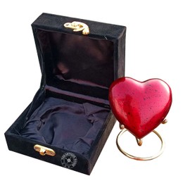 Red Urn Keepsake Mini Heart Cremation Urn with Premium Box & Stand - for Your Loved One Baby Girl & Boy - Small Red Heart Urn for Human Ashes - Perfect Urn for Adults & Infants Valentine Day Gift