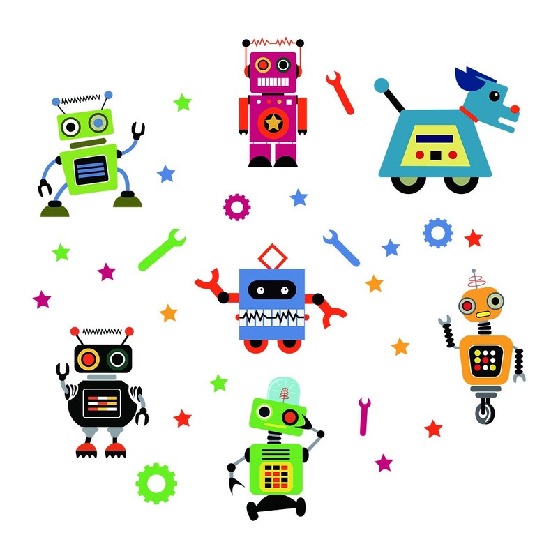 Runtoo Wall Sticker Robot Wall Sticker Nursery Baby Room Classroom