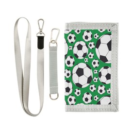 Sletend Soccer Sport Youth Wallets for Boys with Zippered Coin Pocket and Card Holders Birthday Gifts Wallet Kids Wallets for Boys, RFID Trifold Canvas Wallet for Kids, Soccer Sport
