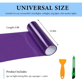 MUQIDA - Rollo de lámina de vinilo para faros delanteros, 47.2 x 11.8 pulgadas, película de vinilo autoadhesivo para luces traseras de coche, luces antiniebla, liberación de aire, para faros con