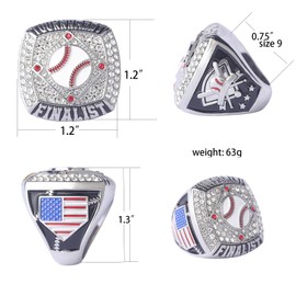 TOPSPORTSJEWELRY 12 pcs Pack Gold Champions Silver Finalist Baseball Championship Trophy Ring Baseball Awards for Teams,Baseball Players Awards Size 9 (12 pcs Pack Finalist)