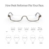 eyebobs Peek Performer Unisex Premium Readers, Shiny Gunmetal Front with