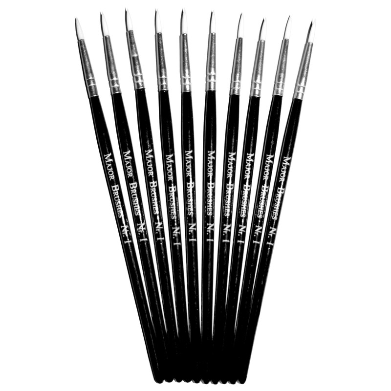 Major Brushes Sable Substitute Brushes Size 1 - Pack of