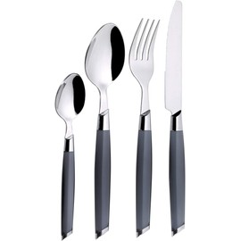 Jean Dubost 20274 Besteckgarnitur, abgewinkeltes Design, zweifarbig, grau, 24-teilig