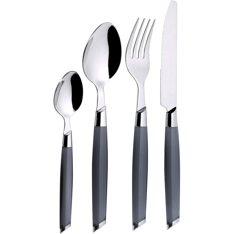 Jean Dubost 20274 Besteckgarnitur, abgewinkeltes Design, zweifarbig, grau, 24-teilig
