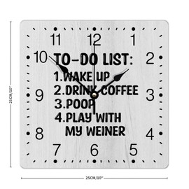 Zyadsinoudor to Do List Wake Up Drink Coffee Square PVC Wall Clock My Plan Numeral Clocks 10in Battery Operated Modern Wall Clock for Gifts Home Office School Kitchen Living Room