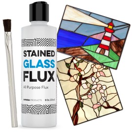 IMPRESA Liquid Zinc Flux for Stained Glass Supplies - 8 Oz Bottle - Water-Soluble Formula & Easy Cleanup - Brush Included - Compatible with Copper, Zinc & Lead Foil for Stained Glass Soldering