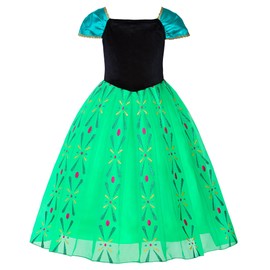 ReliParty Girls Princess Costume Dress up Green, with Accessories,100