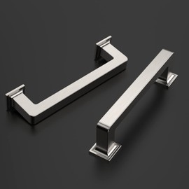 Amerdeco 10 Pack Brushed Satin Nickel Cabinet Pulls 3-3/4 Inch(96MM) Hole Centers Kitchen Cabinet Handles Cabinet Hardware Kitchen Handles for Cabinets Cupboard Handles Drawer Pulls ZH0019