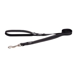 Rogz Utility Large 3/4" Fanbelt Fixed 6' Long Reflective Dog Leash, Black