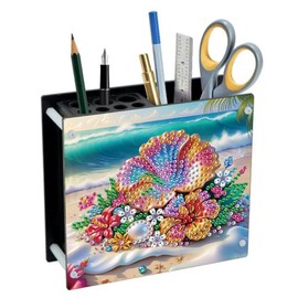 DoxQcs DIY Diamond Art Painting Pencil Makeup Brushes Holder for Desk for Pen Display, Art Painting Pen Holder Desktop Desktop Organizer Storage Ornaments-Beach Flowers