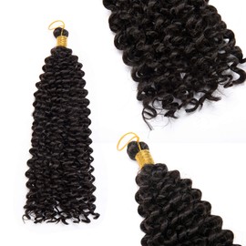 3 Pcs Water Wave Marlybob Crochet Hair Extensions 14 Inch Synthetic Hair Deep Wave Curly Braiding Hair Weft Afro Curl Twist Hair Braids for Women Darkest Brown