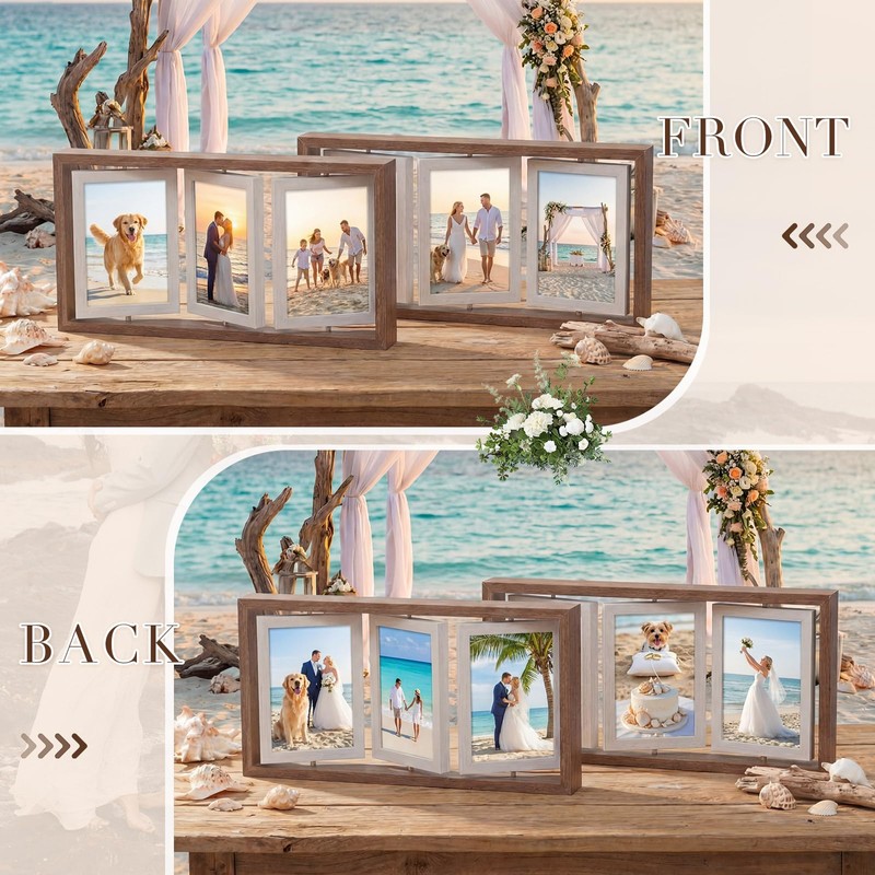 Vicenpal 2 Pack 4x6 Rotating Picture Frame, Double-sided Display 6