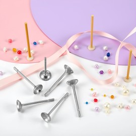 100Pcs Stainless Steel Earring Settings, 4mm Cup Shape, DIY Jewelry Making Findings, Blank Base