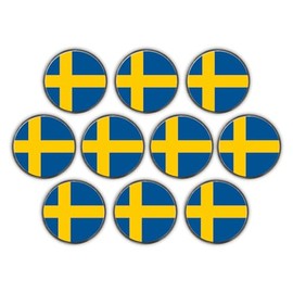 DA VINCI 1 Inch Flag of Countries Metal Golf Ball Markers - Pack of 10 (Sweden)